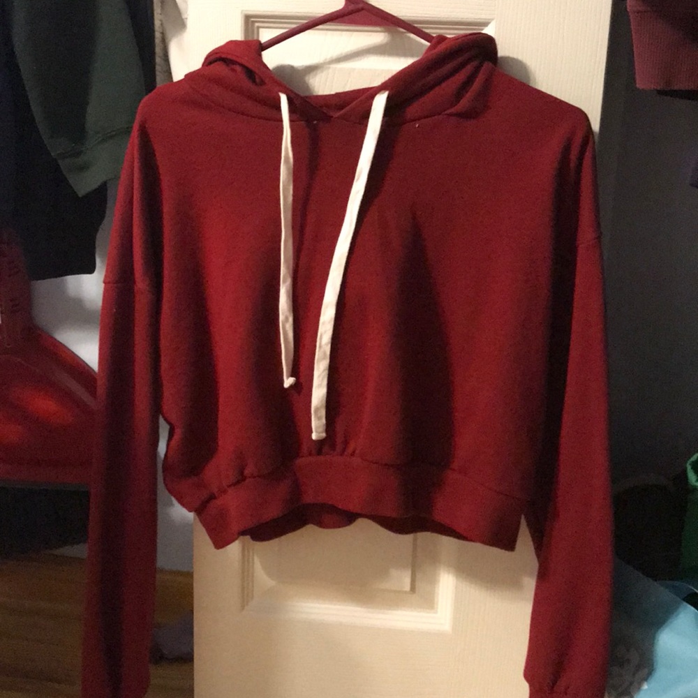 Cropped red hoodie